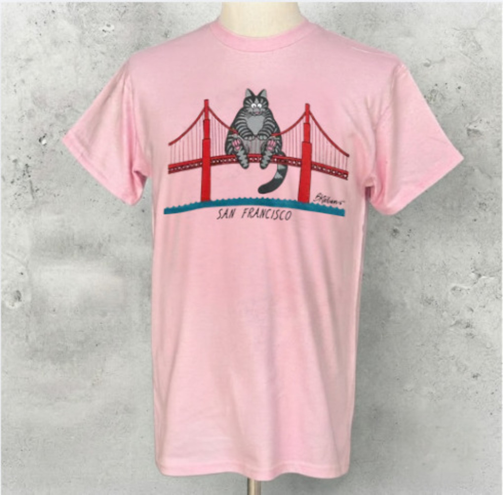 San Francisco Golden Gate Bridge Tabby Cat Cute Cartoon Vintage T-Shirt